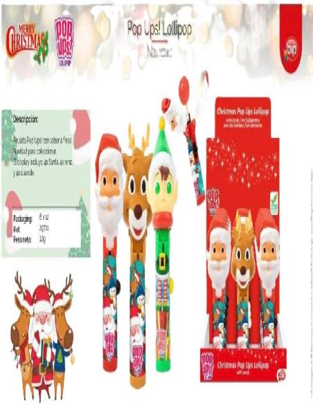 CHRISTMAS POP UPS LOLLIPOP 12 uds
